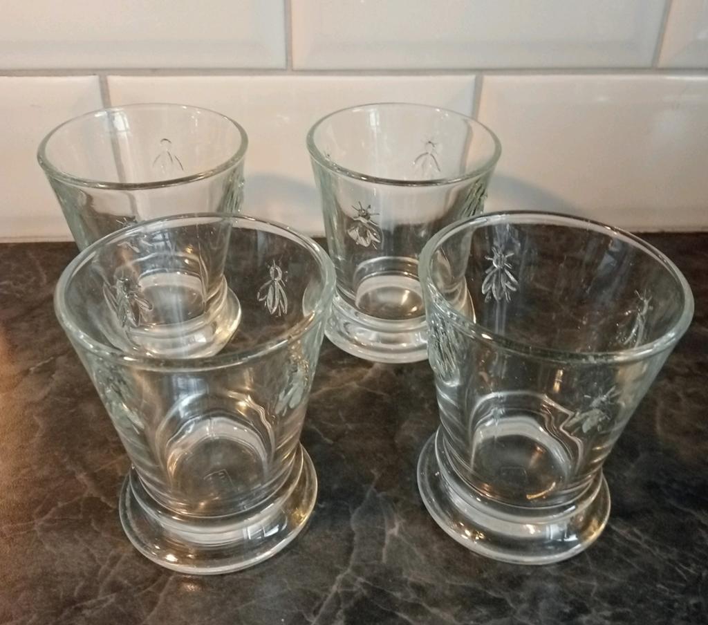 Set van 4 vintage Duralex Picardie glazen met bijen, Ophalen