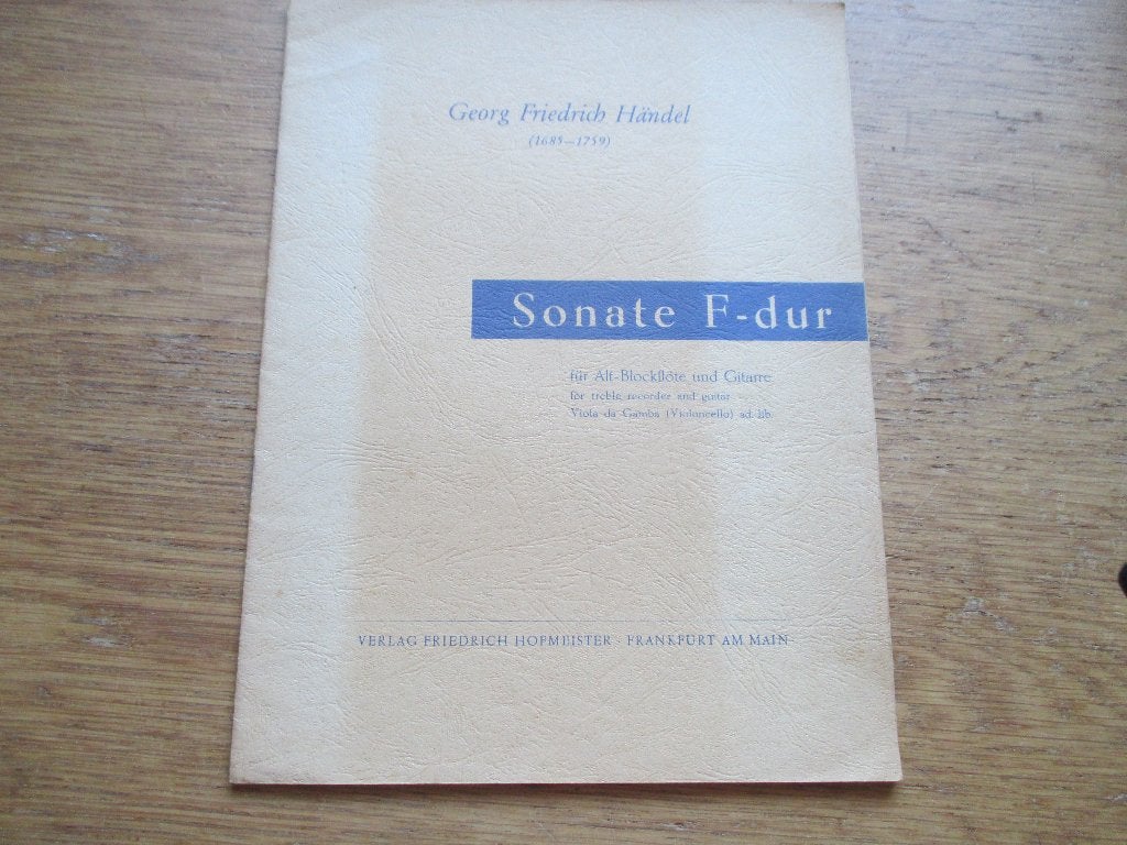 HÄNDEL - SONATE F-DUR -   ALT BLOKFLUIT EN GITAAR + CELLO, Ophalen of Verzenden, Zo goed als nieuw, Artiest of Componist, Gitaar