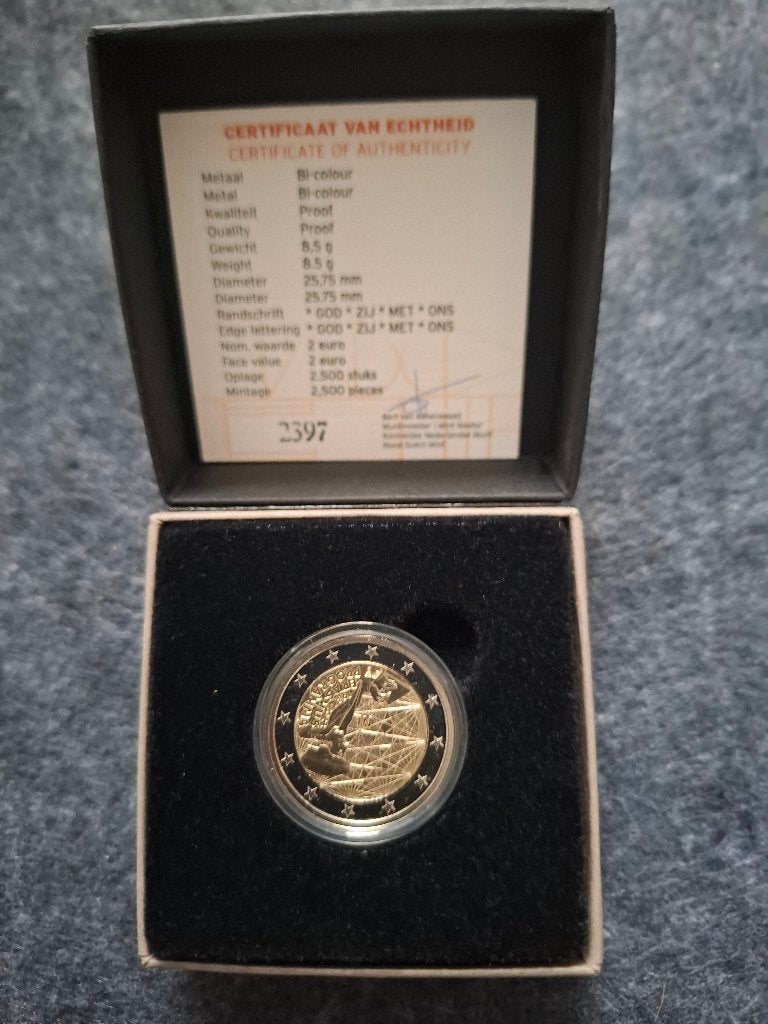 2 Euro Erasmus munt 2011 (proof) met certificaat, Verzenden, Koningin Beatrix, Euro's, Losse munt