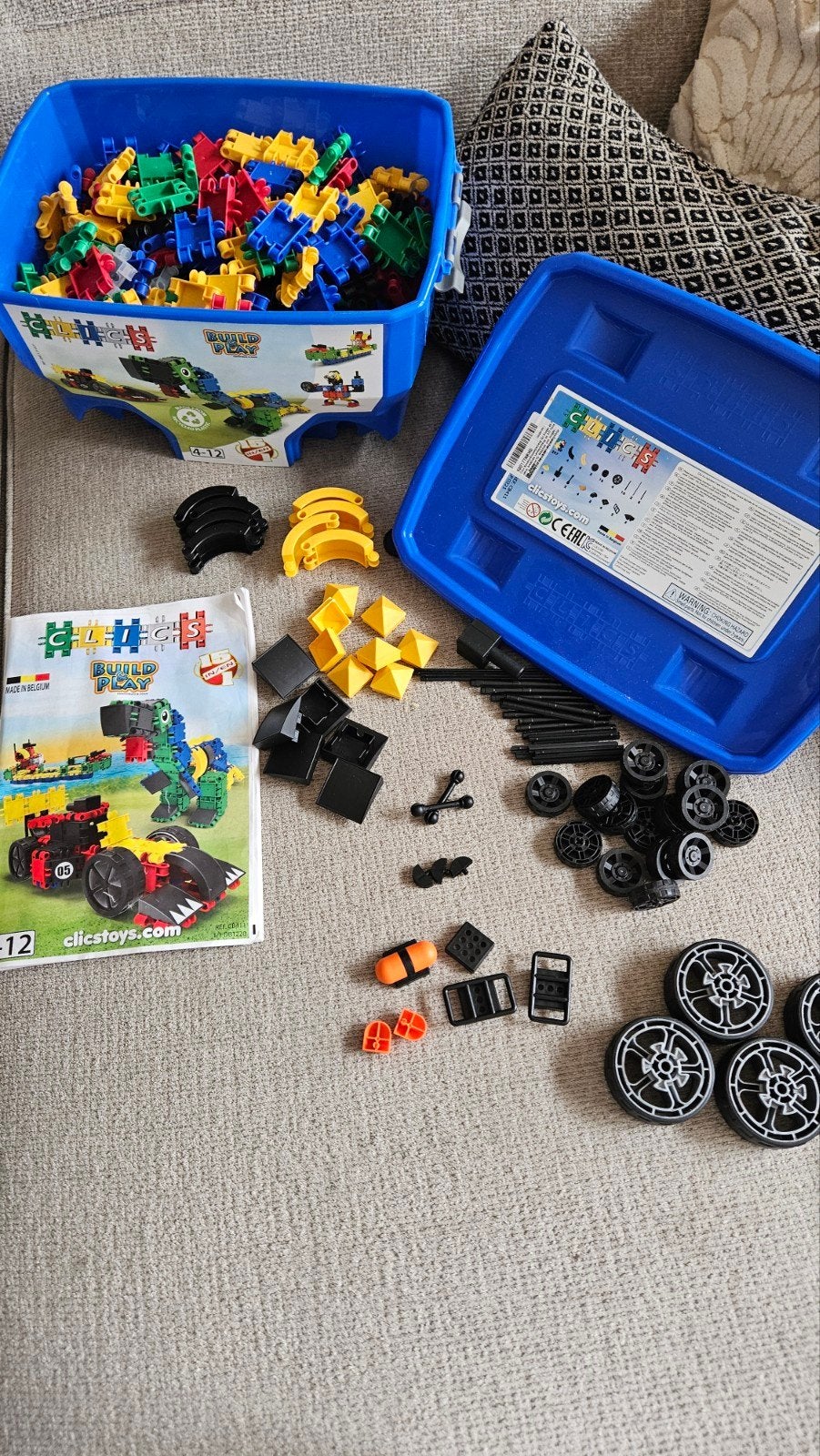 Clics Build & Play Bouwblokken Set met Wielen en Handleiding, Ophalen