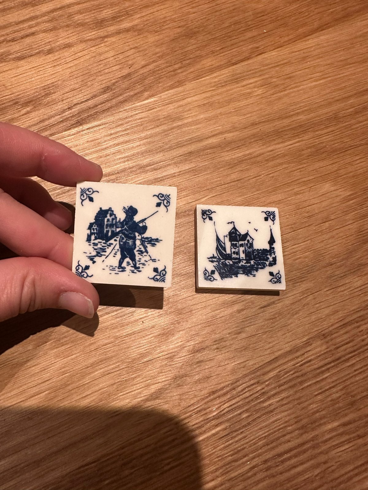 Delfts Blauwe Keramische Tegeltjes - Set van 2, Ophalen of Verzenden