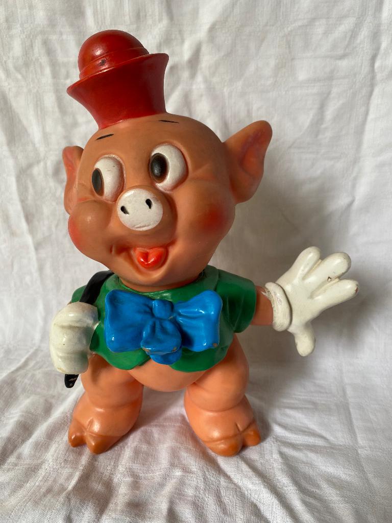 Walt Disney De Drie Biggetjes vintage pieper, Verzamelen, Gebruikt, Beeldje of Figuurtje, Onbekend, Overige figuren