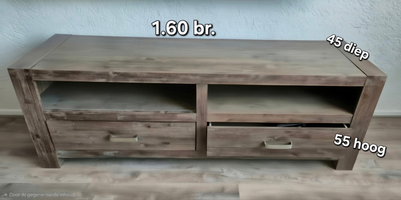 Salontafel en tv meubel acacia, Ophalen, Gebruikt, 100 tot 150 cm, Rustiek