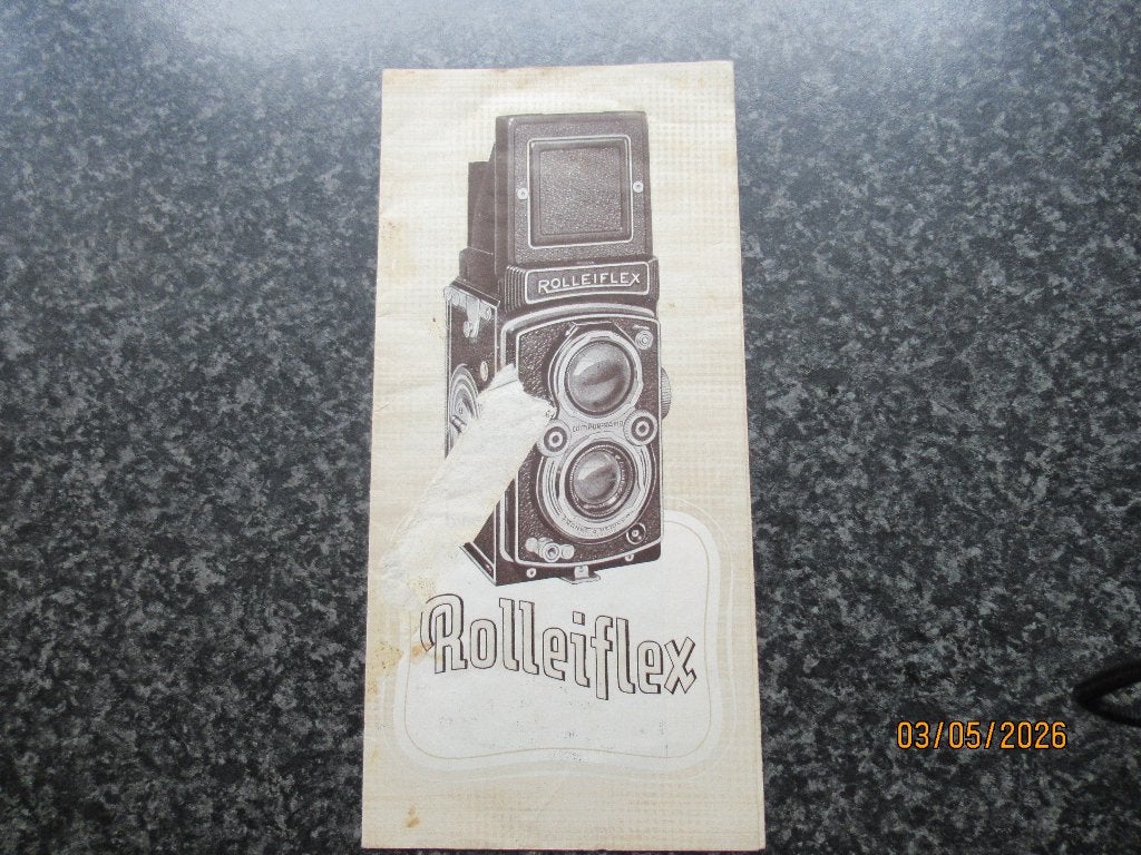 OUDE ROLLEIFLEX BROCHURE -CA 1950 oa TWIN LENS REFLEX CAMERA, Ophalen of Verzenden, Gelezen, Folder