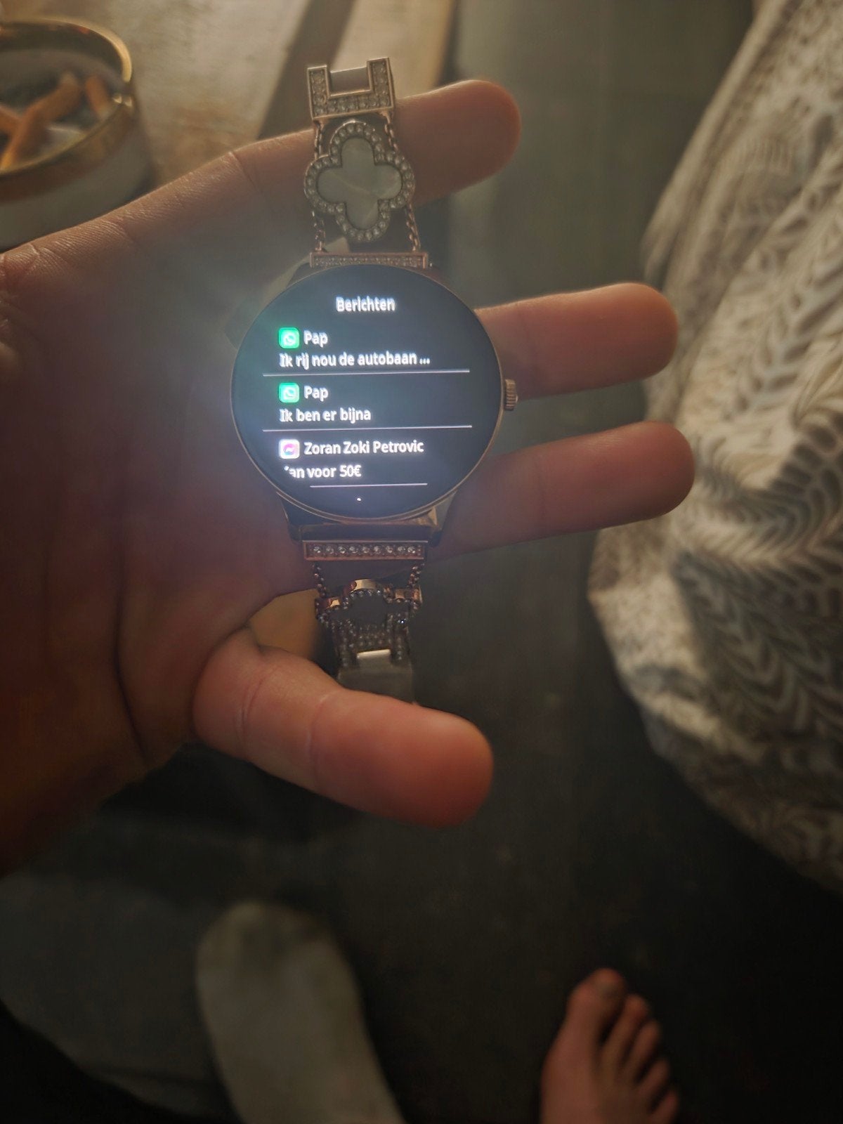 Stijlvolle Smartwatch met Hartslagmeter en Berichten, Gebruikt, Onbekend, Hartslag, Wit