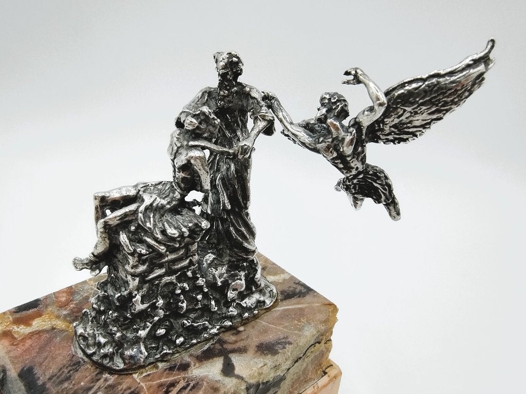 Zilveren miniatuur, Abrahams offer, Yaacov Heller, Jeruzalem, Verzenden, Zilver