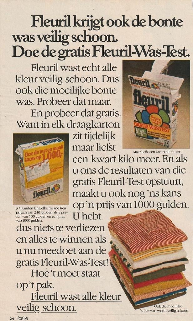 Retro reclame 1979 Fleuril wasmiddel draagkoffer 1000 gulden, Verzenden, Overige typen