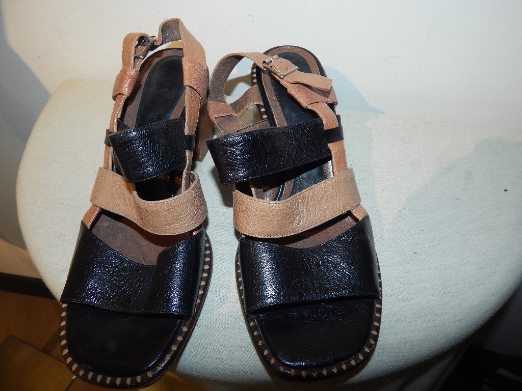 Marni leren sandalen groffe hak natuurtinten Als Nieuw 38, Overige kleuren, Verzenden, Sandalen of Muiltjes, Zo goed als nieuw