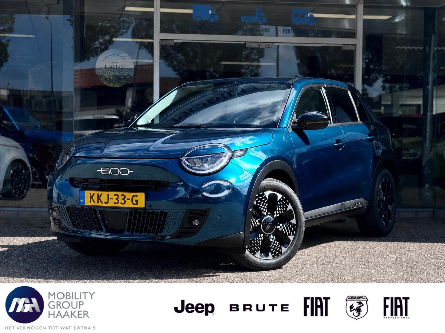 Fiat 600e La Prima 54 kWh | Apple-Android | Stoelmassage | W, Auto's, Fiat, Stof, Gebruikt, 156 pk, Blauw