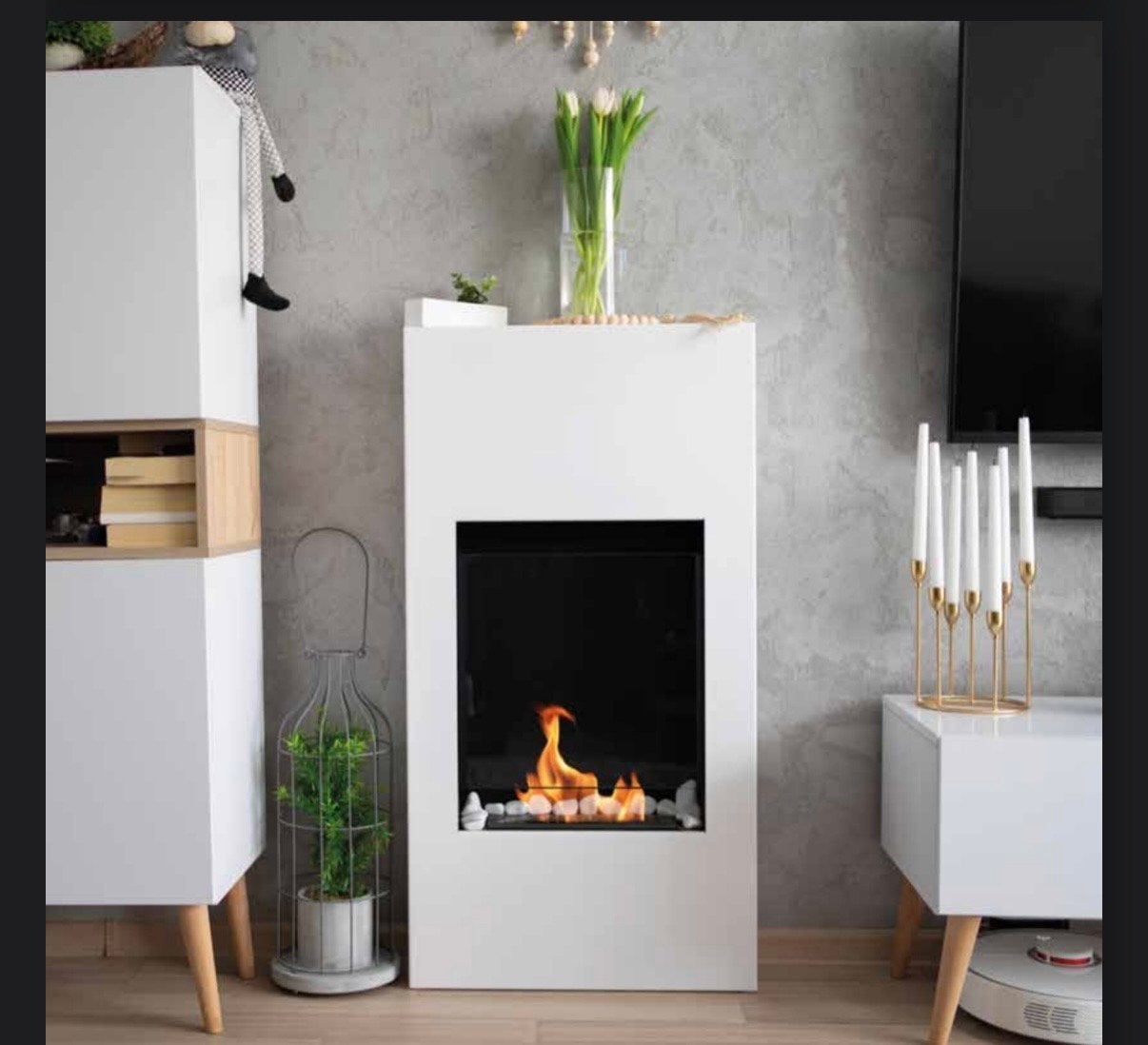 Moderne Bio-ethanol Haard - Wit, 105x55x15 cm, Ophalen of Verzenden, Nieuw, Hangende haard, Overige soorten