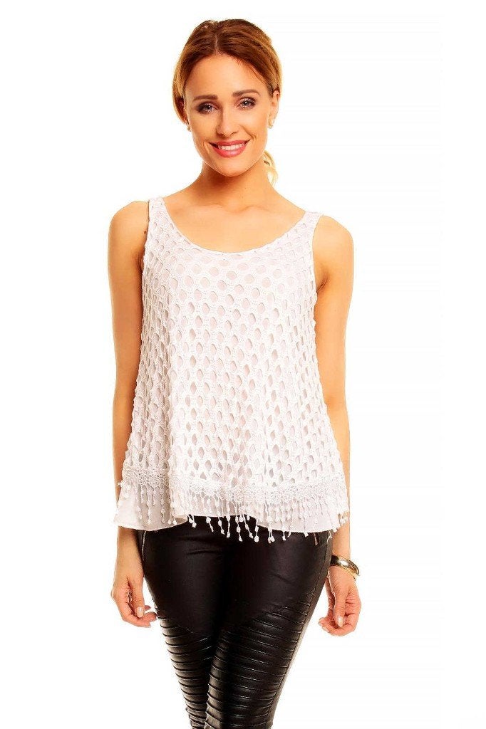 NIEUW dubbellaags kanten top,  wit , one size 36/38/40, Kleding | Dames, Maat 38/40 (M), Wit, Nieuw, Zonder mouw