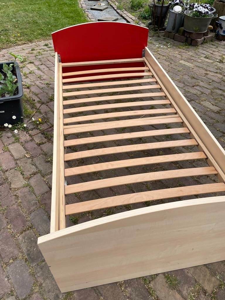 Eenpersoons kinderbed 90x200 met lattenbodem, Ophalen, 85 tot 100 cm, Gebruikt, Lattenbodem