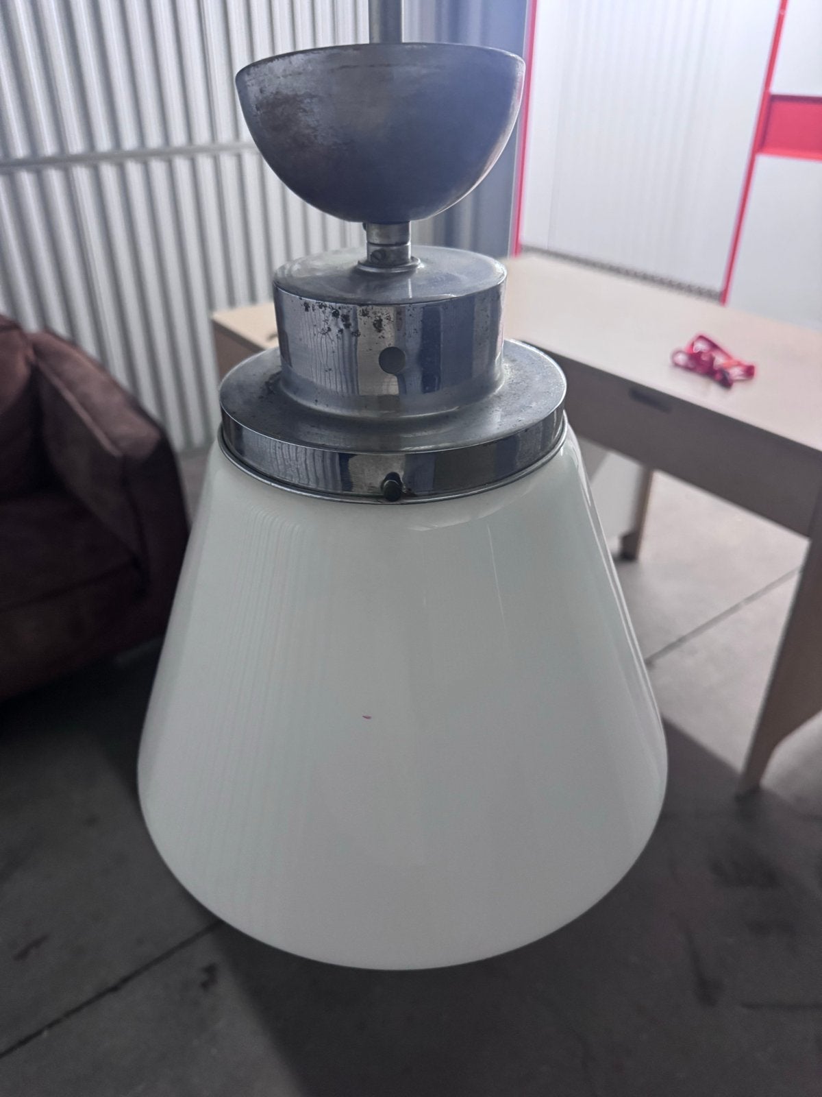 Vintage schoollamp met opaalglas - 60cm ophangsysteem, Ophalen