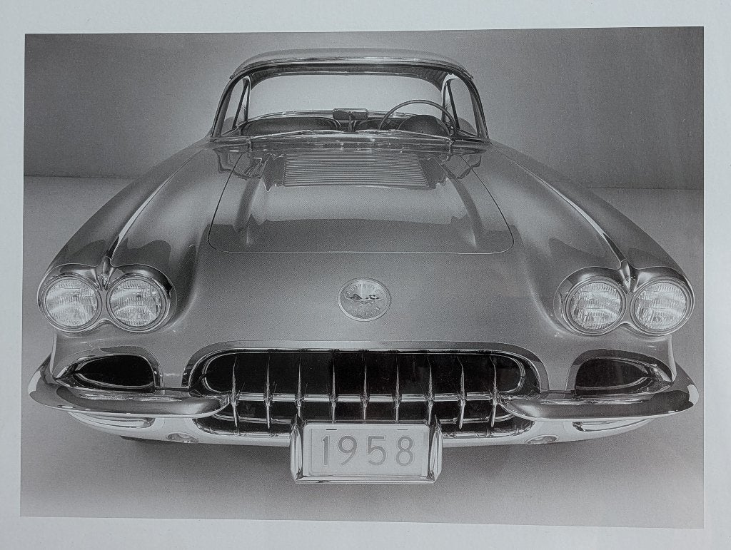 2 auto Corvette Chevrolet oldtimer Fotolijst poster man cave, Ophalen of Verzenden, Zo goed als nieuw, Auto's
