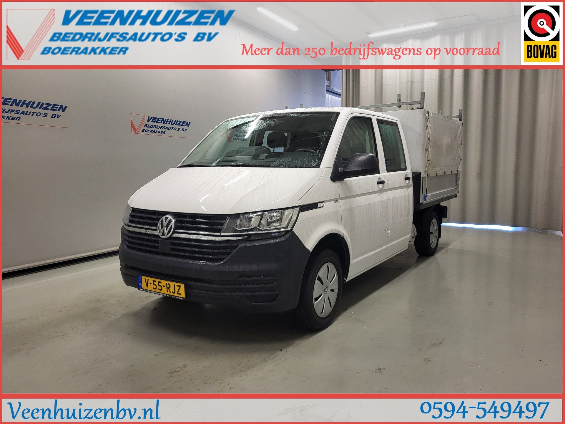 Volkswagen Transporter 2.0TDI L2/H1 Pick-up Dubbele Cabine E, Auto's, Gebruikt, Euro 6, 4 cilinders, Wit