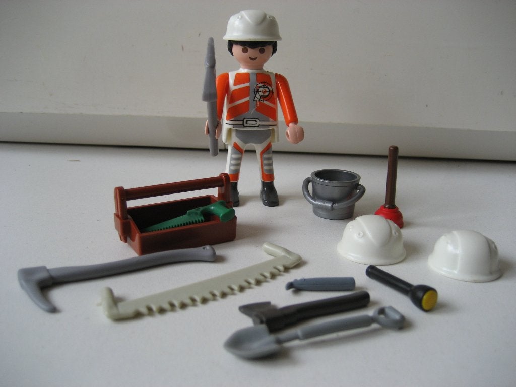 playmobil bouwvakker met gereedschap, Ophalen of Verzenden, Zo goed als nieuw
