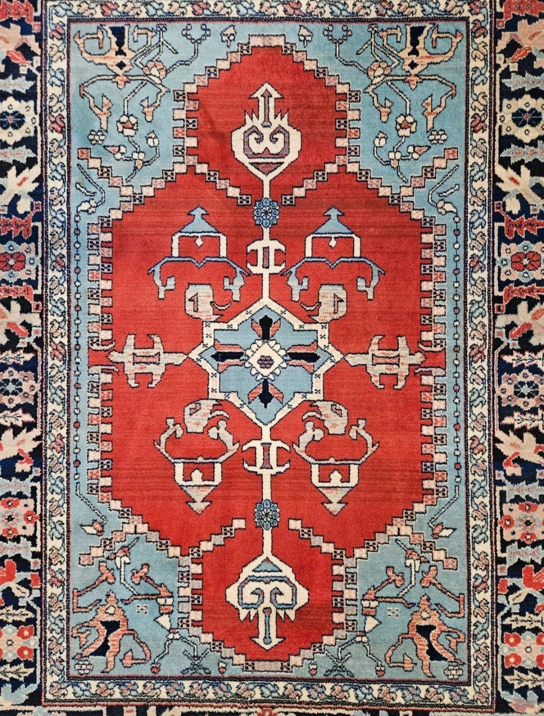 Vintage oosters Persia vloerkleed medallion Heriz 140x190cm, 100 tot 150 cm, Www.hypepopup.nl, Zo goed als nieuw, Www.hypepopup.nl