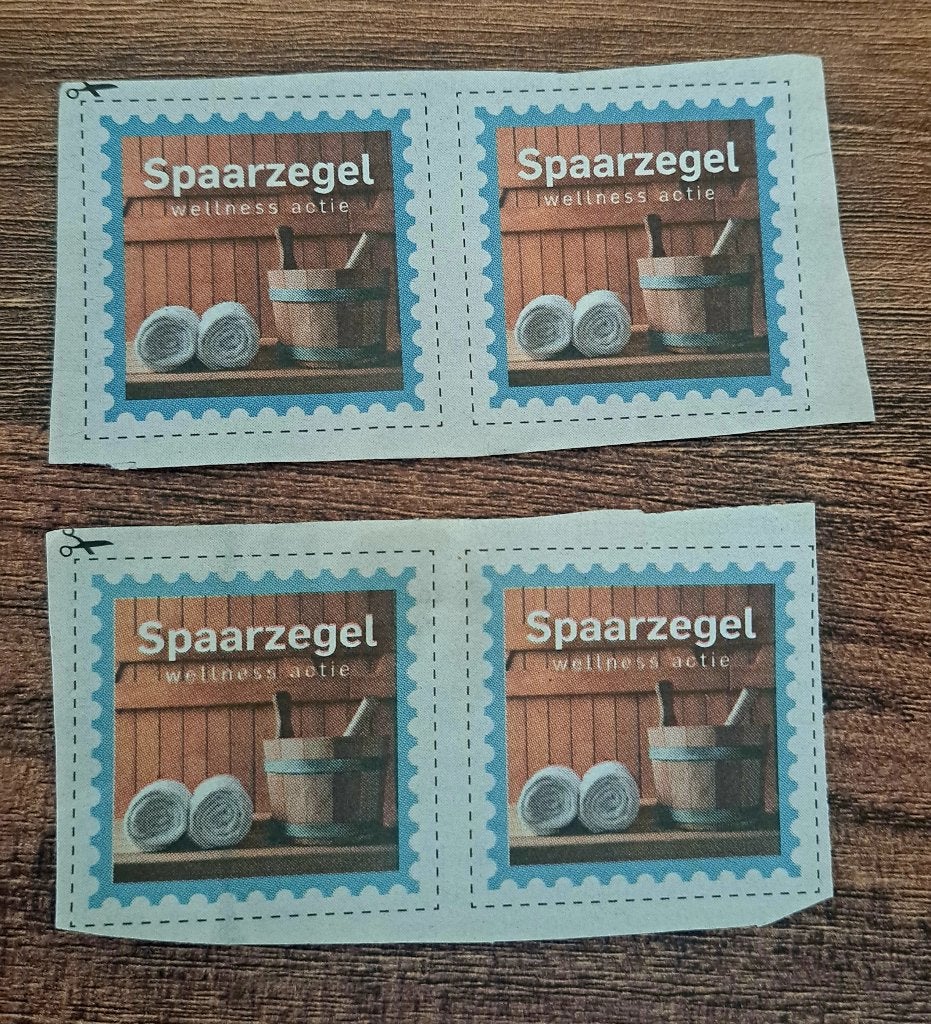 Saunazegels (actie verlengd tot 30 september 2026), Ophalen of Verzenden, Overige soorten, Zegels, Bonnen of Punten