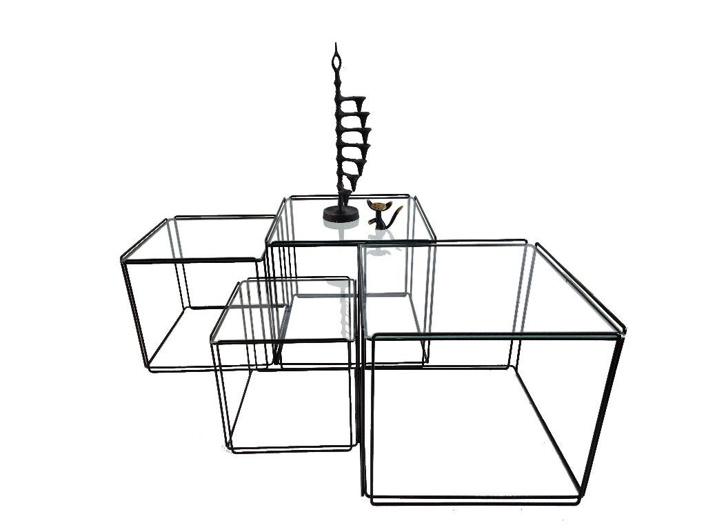 Schitterende vintage Max Sauze design set tafels salontafel, Ophalen, Gebruikt, Zwart, Metaal