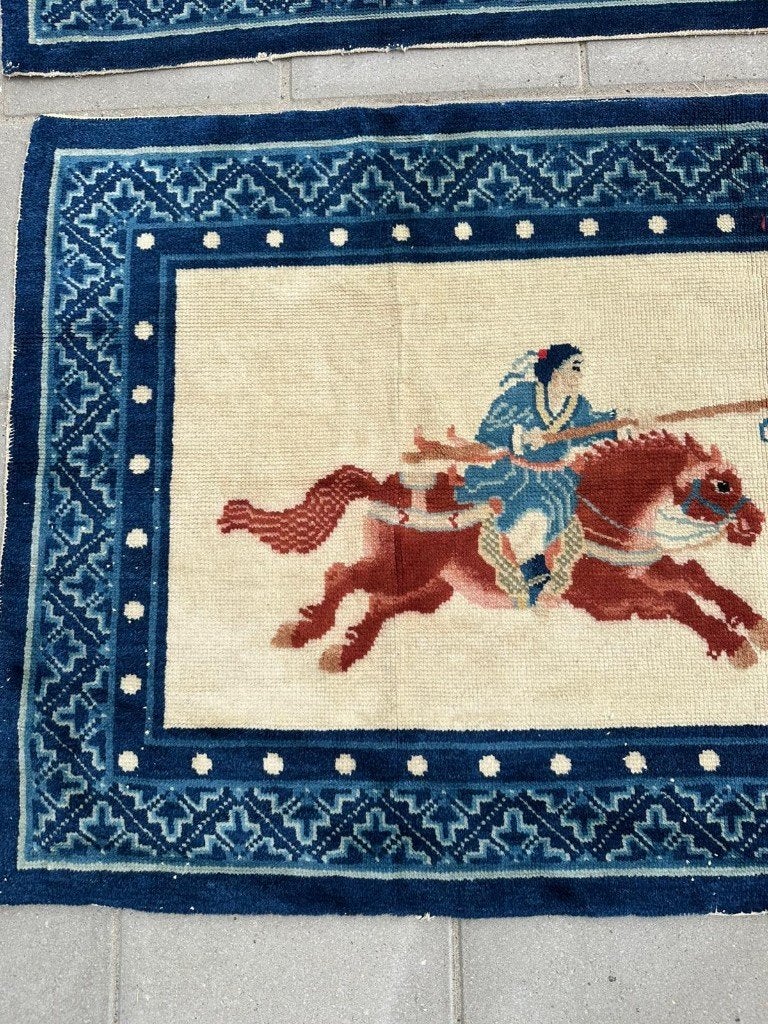 Set van2 Chinese wandtapijten – 15276 cm – De Gouden Hengst, 100 tot 150 cm, Wol, NA, NA