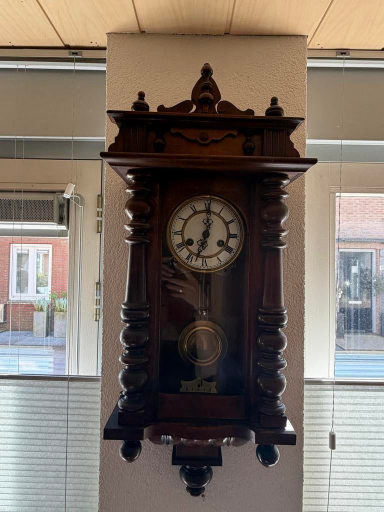 Antieke Duitse Wandklok - Regulateur eind 19e eeuw, Antiek en Kunst, Antiek | Klokken, Ophalen