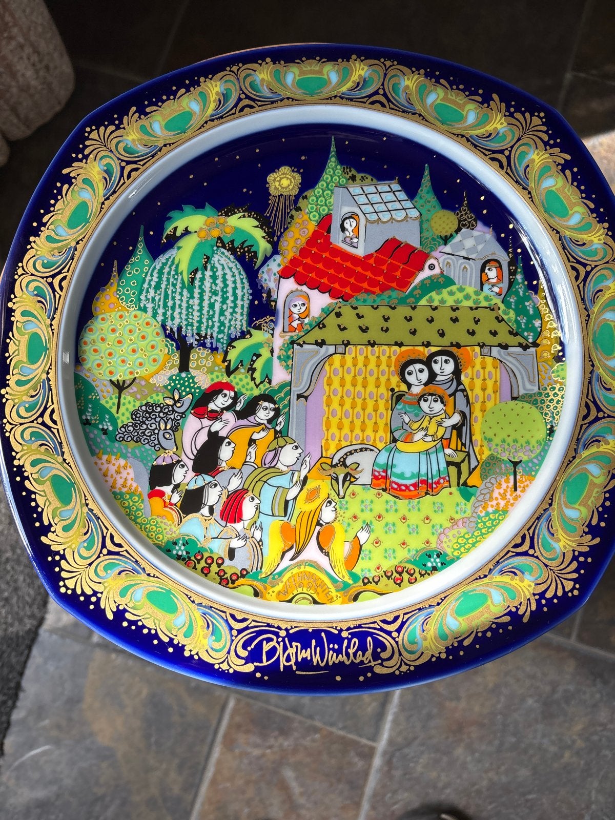Bjørn Wiinblad Rosenthal Kerstbord 1983 "Stille Nacht", Antiek en Kunst, Ophalen of Verzenden