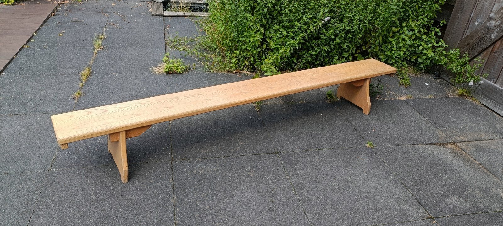 Houten oude gymbank - 220 cm lang, Ophalen, Gebruikt, Bruin, Vijf, Zes of meer stoelen