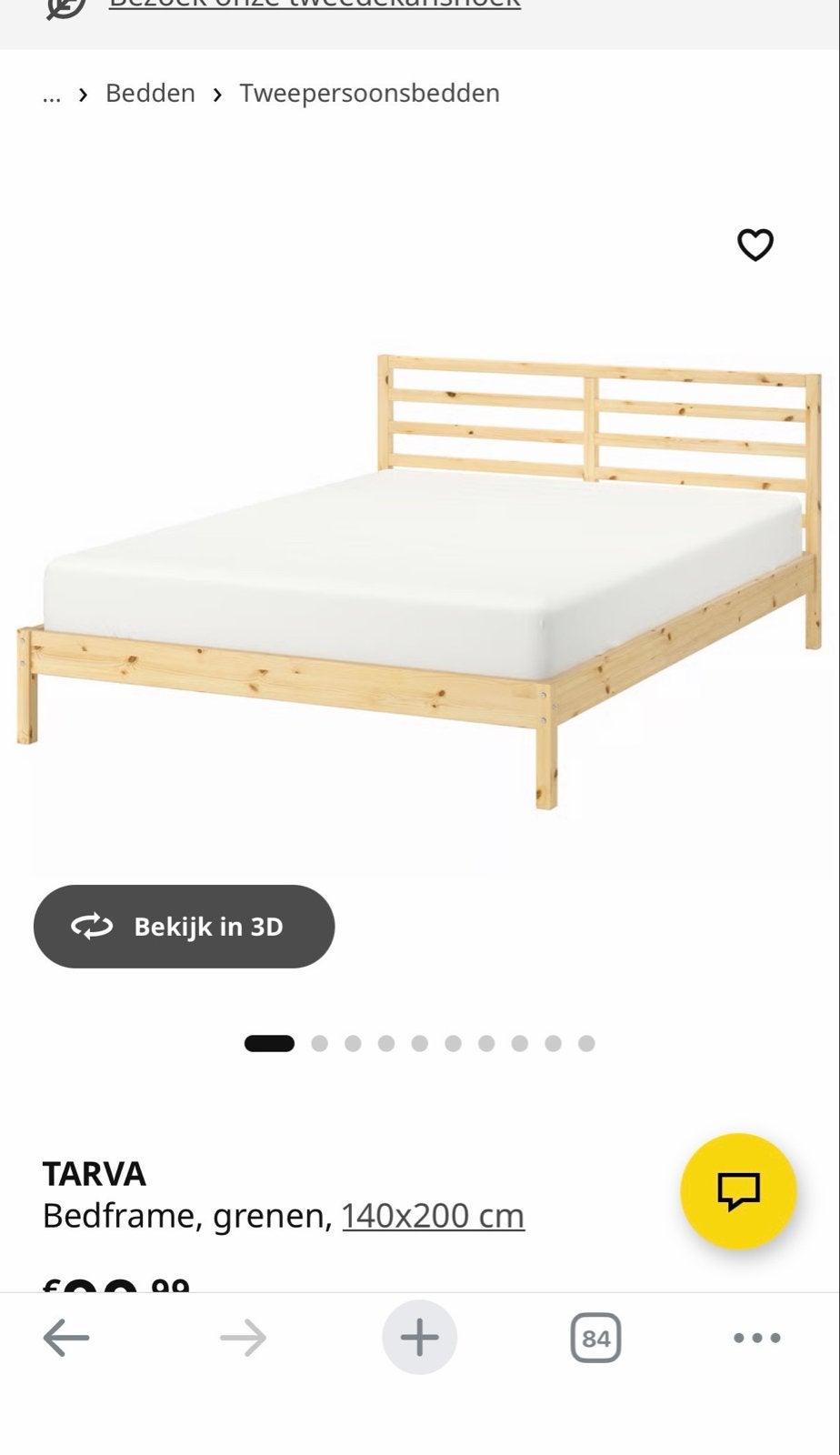 TARVA Bedframe grenen 140x200 cm, Huis en Inrichting, Slaapkamer | Bedden, Ophalen, Gebruikt, Overige kleuren, Tweepersoons