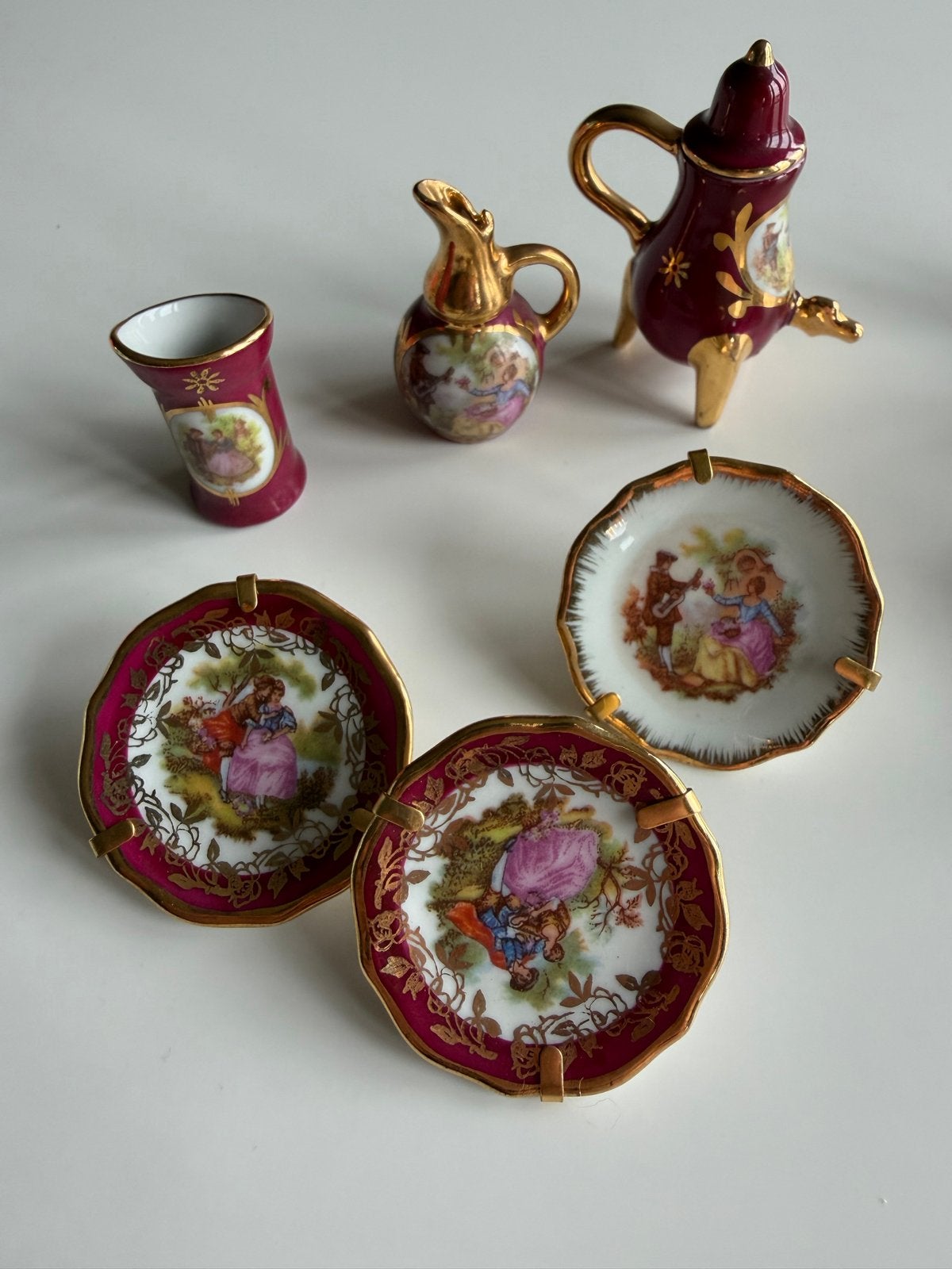 Limoges Frankrijk Miniatuur Theeservies en Asbakken, Antiek en Kunst, Antiek | Porselein, Verzenden