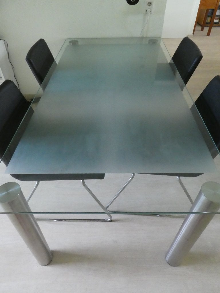 Eetkamertafel, Ophalen, Gebruikt, 50 tot 100 cm, Glas