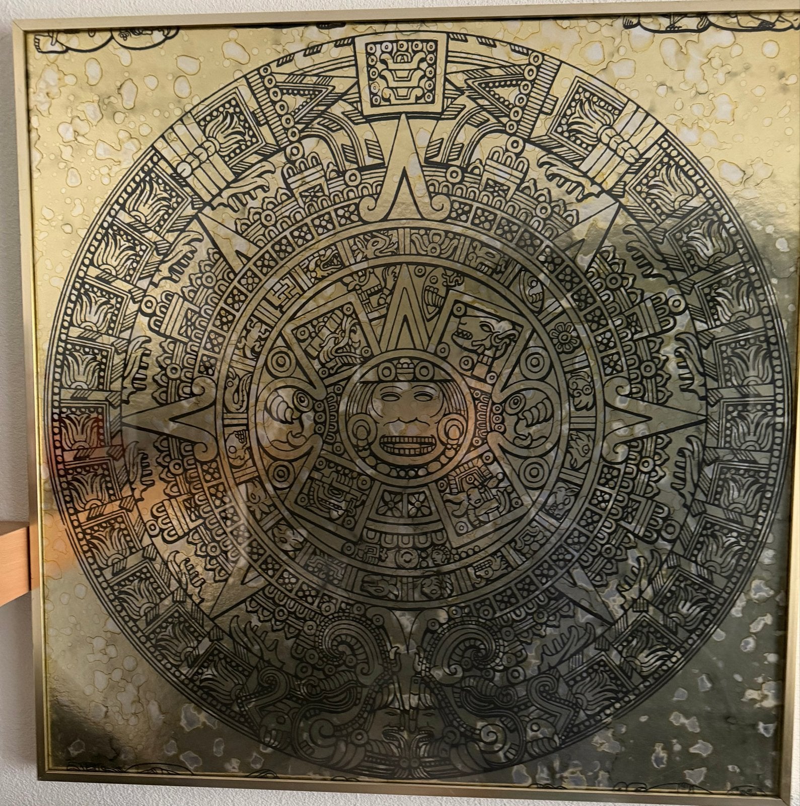 Azteekse Kalender Wanddecoratie - Goudkleurig, Huis en Inrichting, Woonaccessoires | Schilderijen, Tekeningen en Foto's, Ophalen