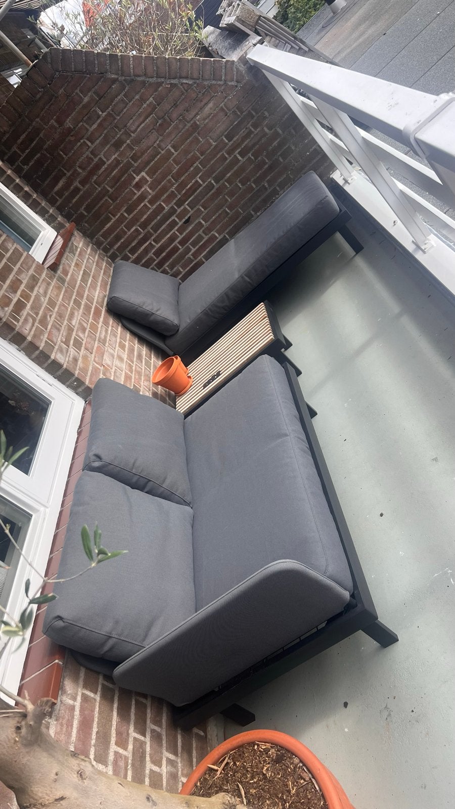 Ikea Revskär 3-zits loungeset inclusief kussens, Ophalen, 3 zitplaatsen, Aluminium, Zo goed als nieuw