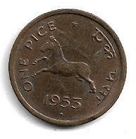 India 1 Pice 1954B, Ophalen of Verzenden, Zuid-Azië