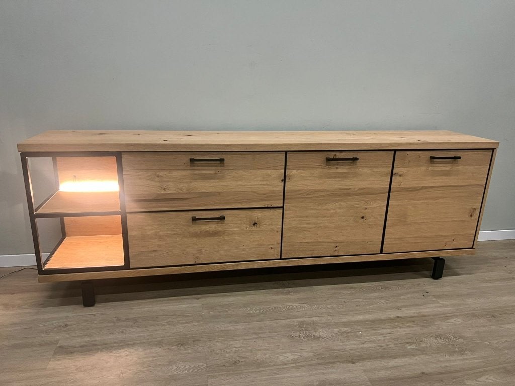 Ridgefield naturel dressoir 230cm, Overige materialen, 1 of 2 laden, Nieuw, Ophalen of Verzenden