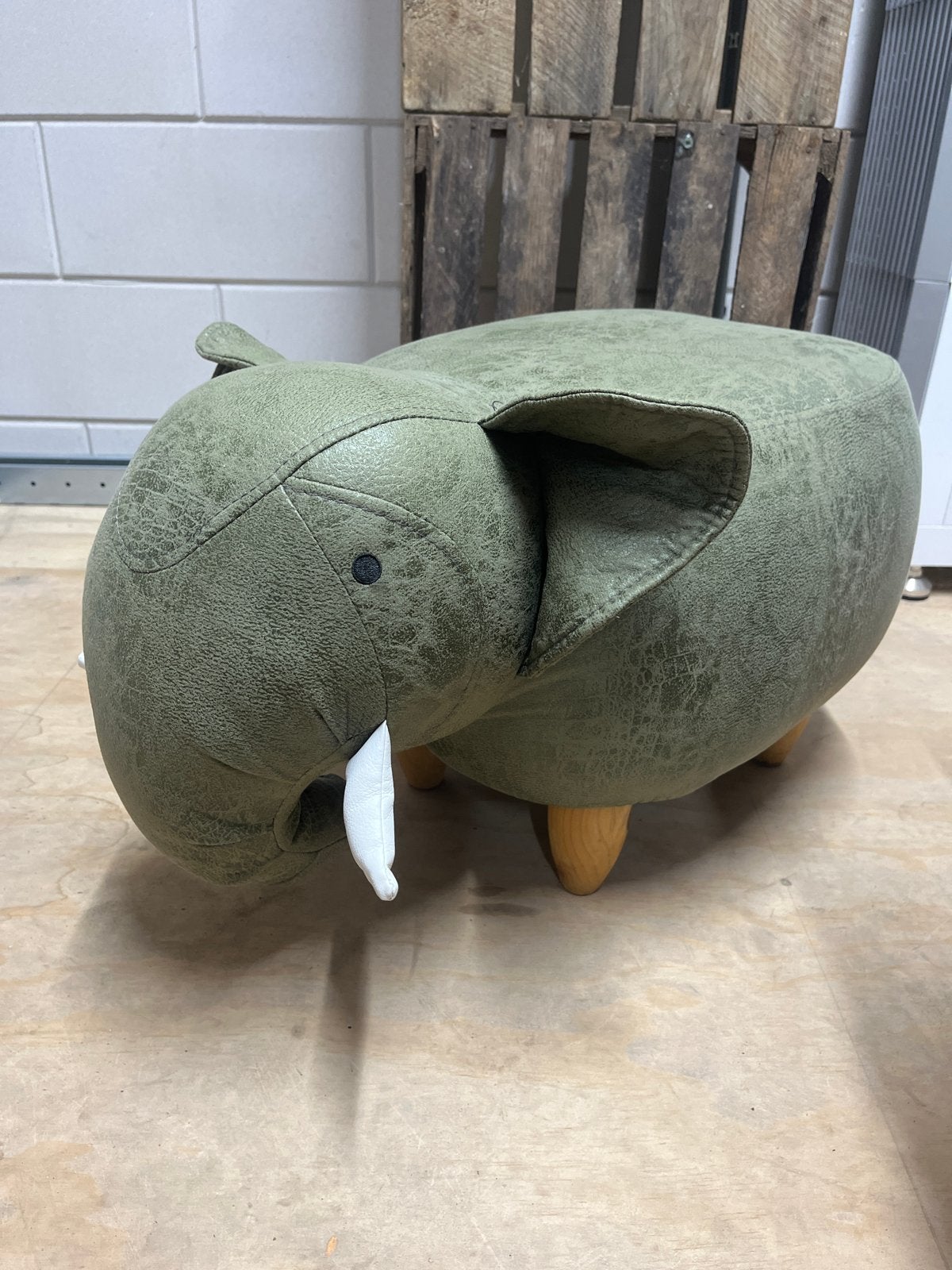Leuke olifant poef krukje - Groen, Ophalen, Minder dan 50 cm, Gebruikt, Stof