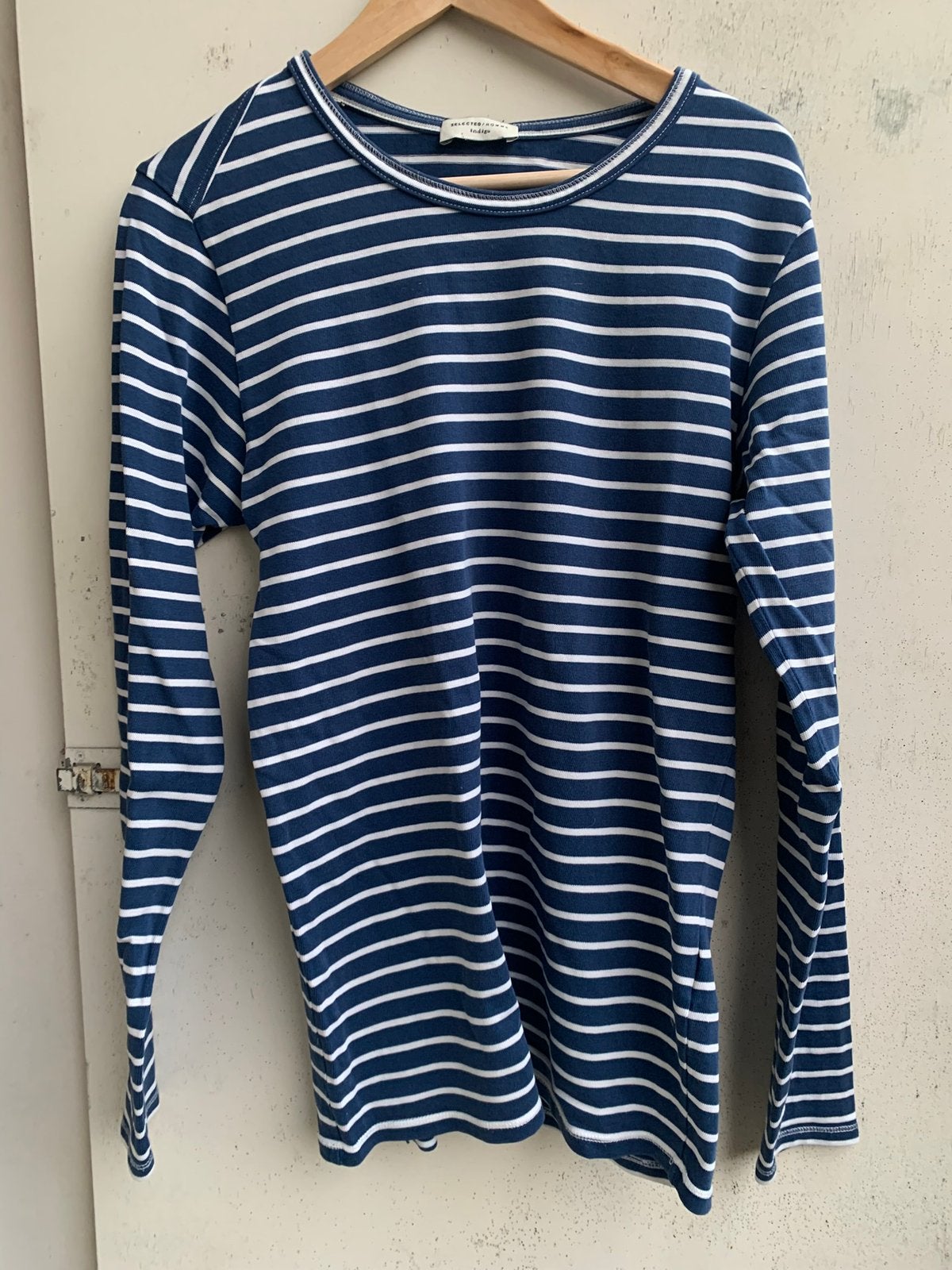 Heren shirt  selected home naat M, Ophalen of Verzenden, Zo goed als nieuw, Blauw