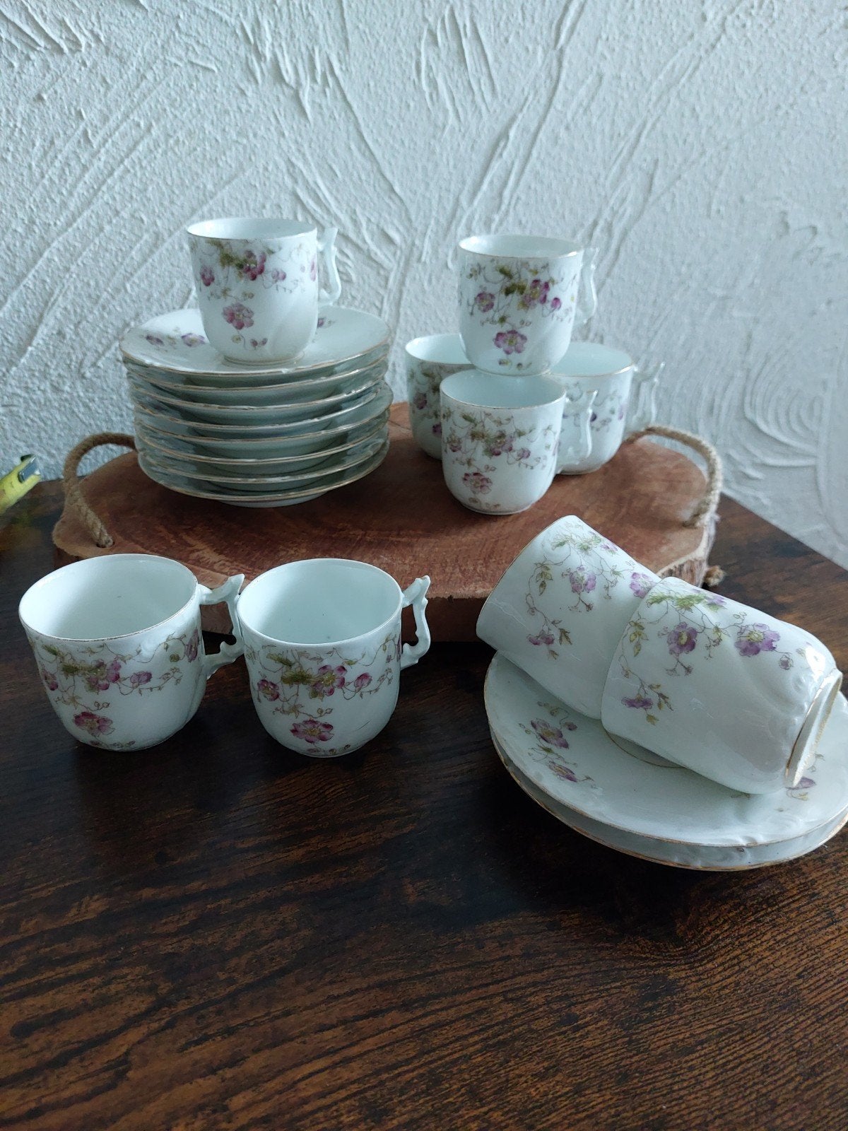 9 vintage kop en schotel limoges france, Ophalen of Verzenden