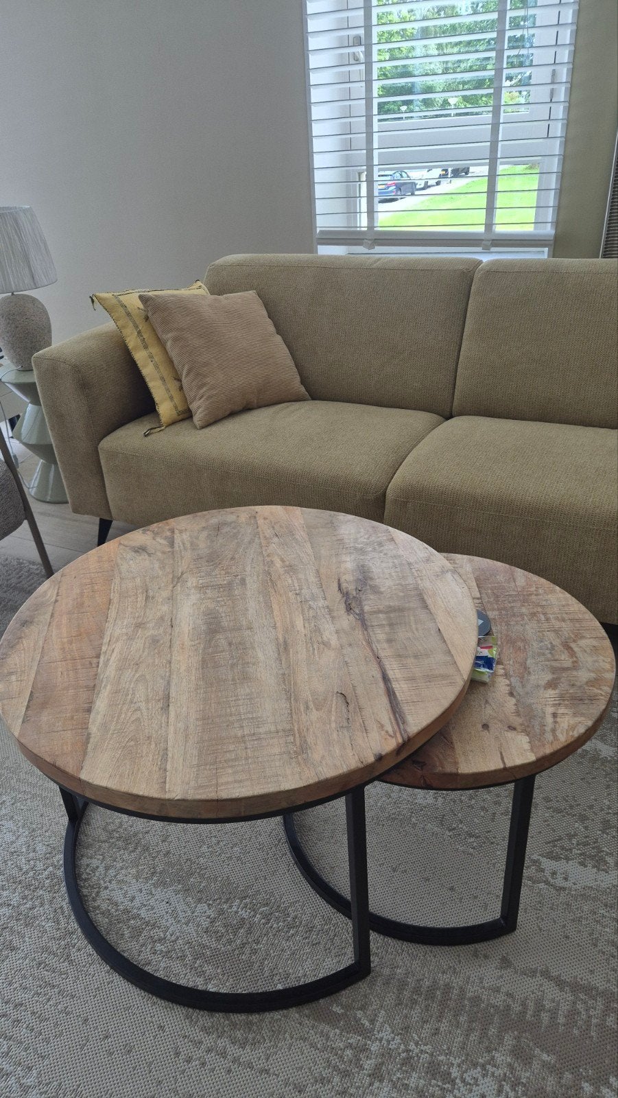 Salontafel mango hout prachtig dikke blad, Huis en Inrichting, Tafels | Salontafels, Ophalen, 100 tot 150 cm, Rond, 50 tot 100 cm