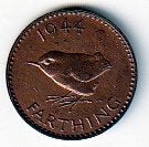 farthing  1944   Engeland. km. 843, Ophalen of Verzenden, Overige landen, Losse munt