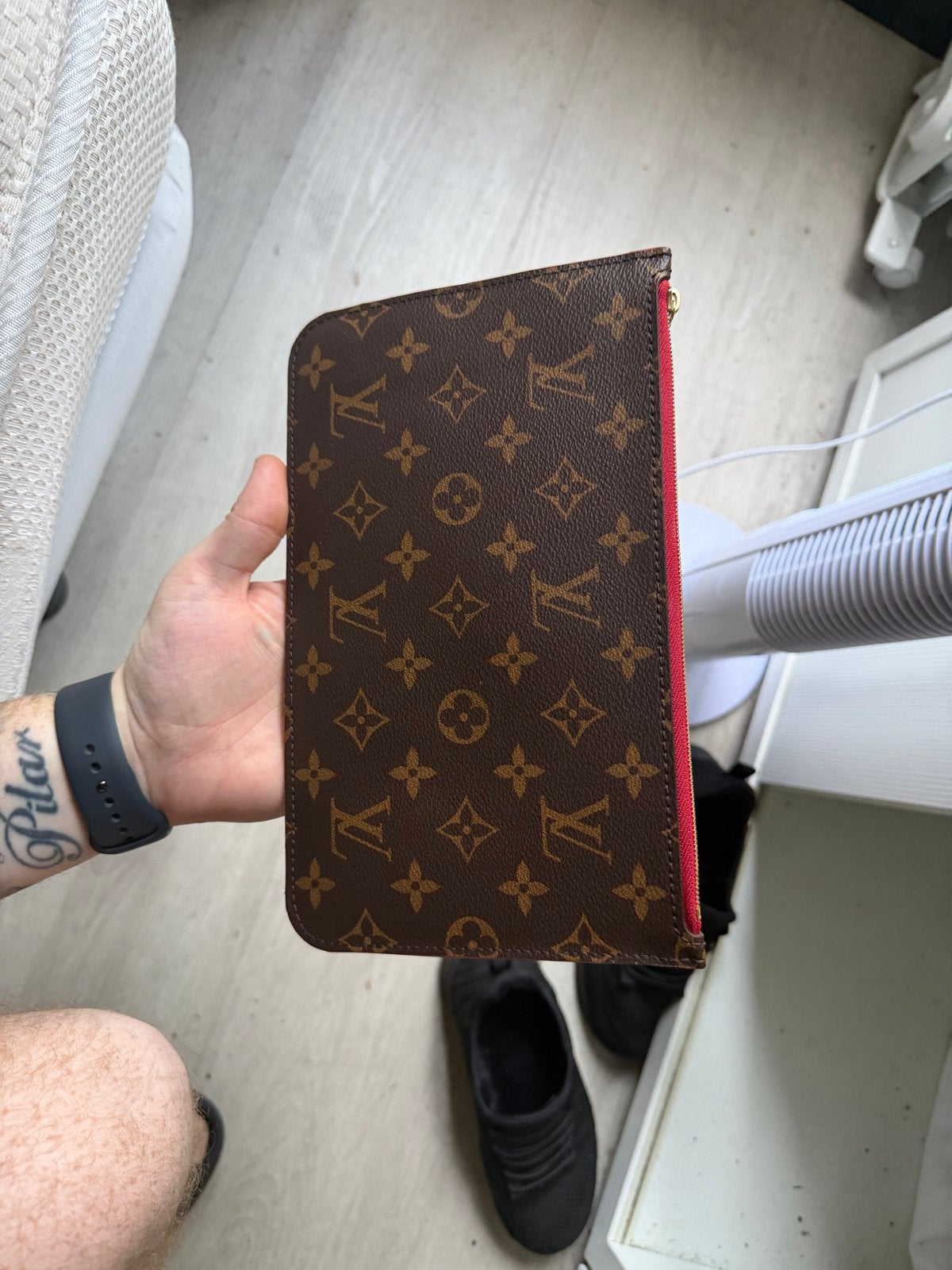 Louis Vuitton Monogram Pochette met rode rits, Ophalen, Gebruikt, Bruin, Overige merken