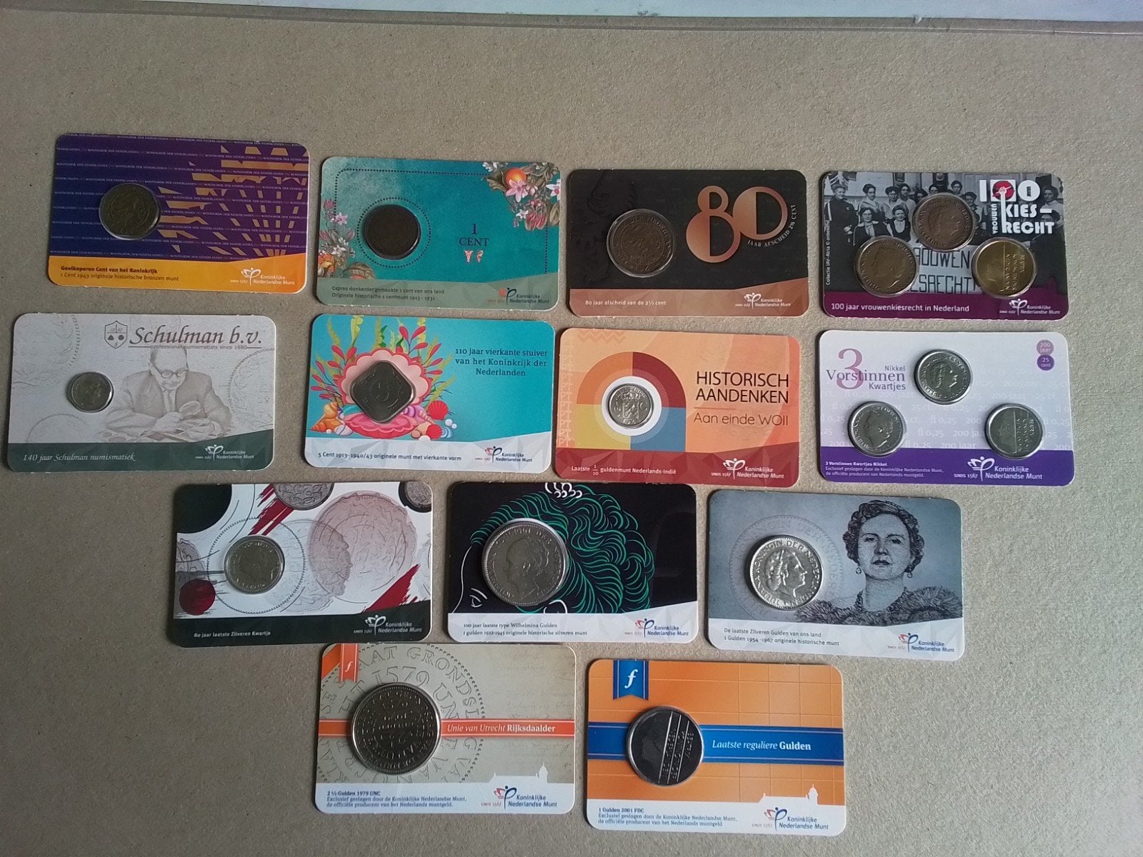Historische munten in coincard (Los te koop), Postzegels en Munten, Munten | Nederland, Ophalen of Verzenden