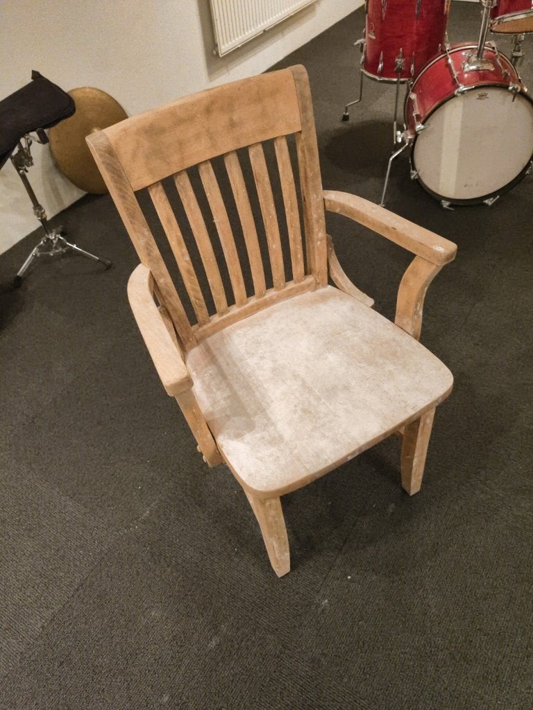 8 zware massief houten project stoelen met armleuning, Ophalen of Verzenden