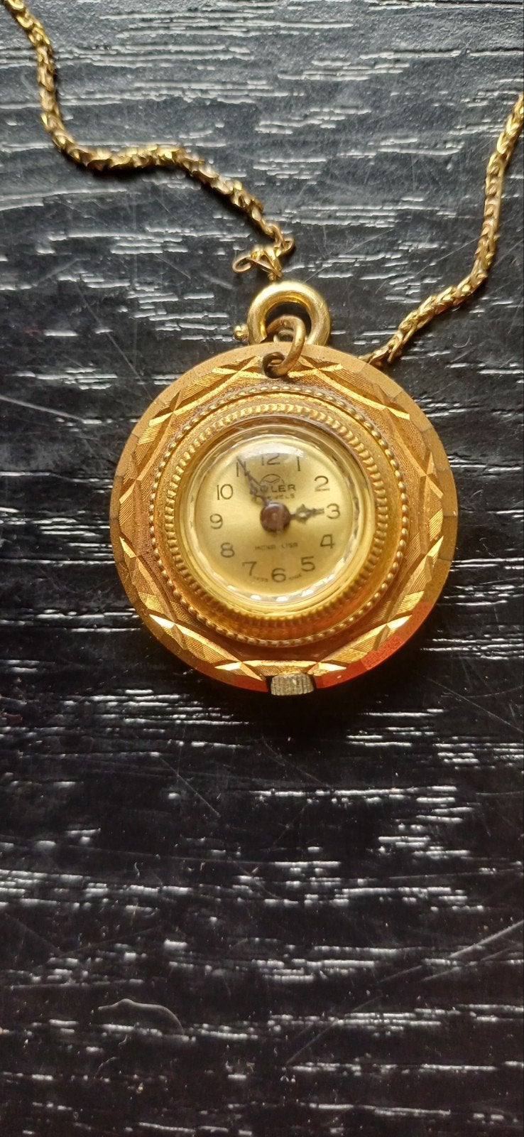 Vintage gouden ketting met Mona Lisa hanger en horloge, Ophalen, Goud, Ketting