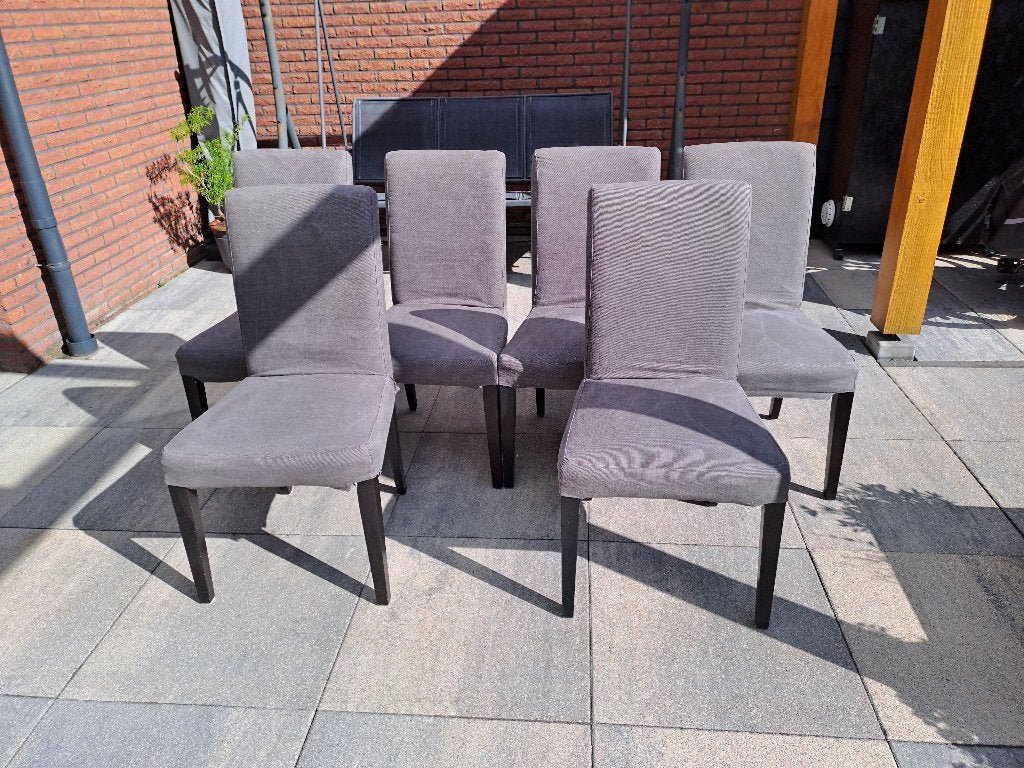 Gratis: 6 IKEA Henriksdal stoelen, Huis en Inrichting, Stoelen, Ophalen, Gebruikt, Stof, Grijs