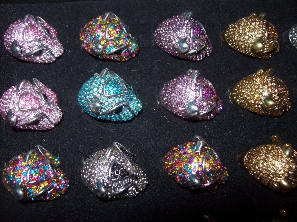 Ringen Panter Kopjes Strass Mooie Kleurtjes rekbaar, Overige kleuren, IJzer of Staal, Nieuw, Ophalen of Verzenden
