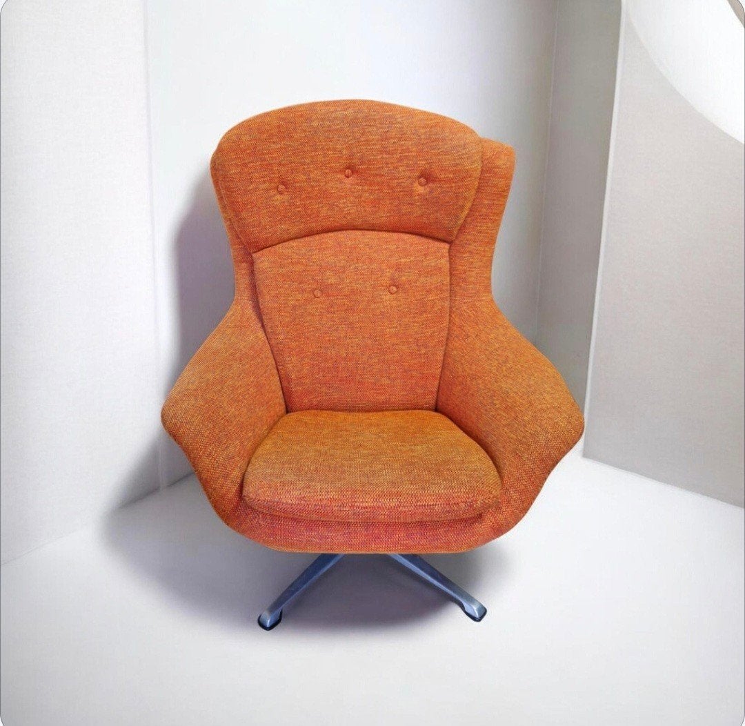 Vintage  draaifauteuil draaistoel oranje fauteuil jaren 70, Huis en Inrichting, Kolibrivintagehal@gmail.com, Gebruikt, Aaldertgeertsstraat 43 Olst