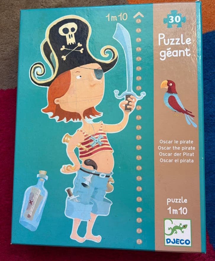 Oscar de piraat - een grote Djeco (Géant) puzzel, Ophalen of Verzenden, 10 tot 50 stukjes, Gebruikt, 4 tot 6 jaar