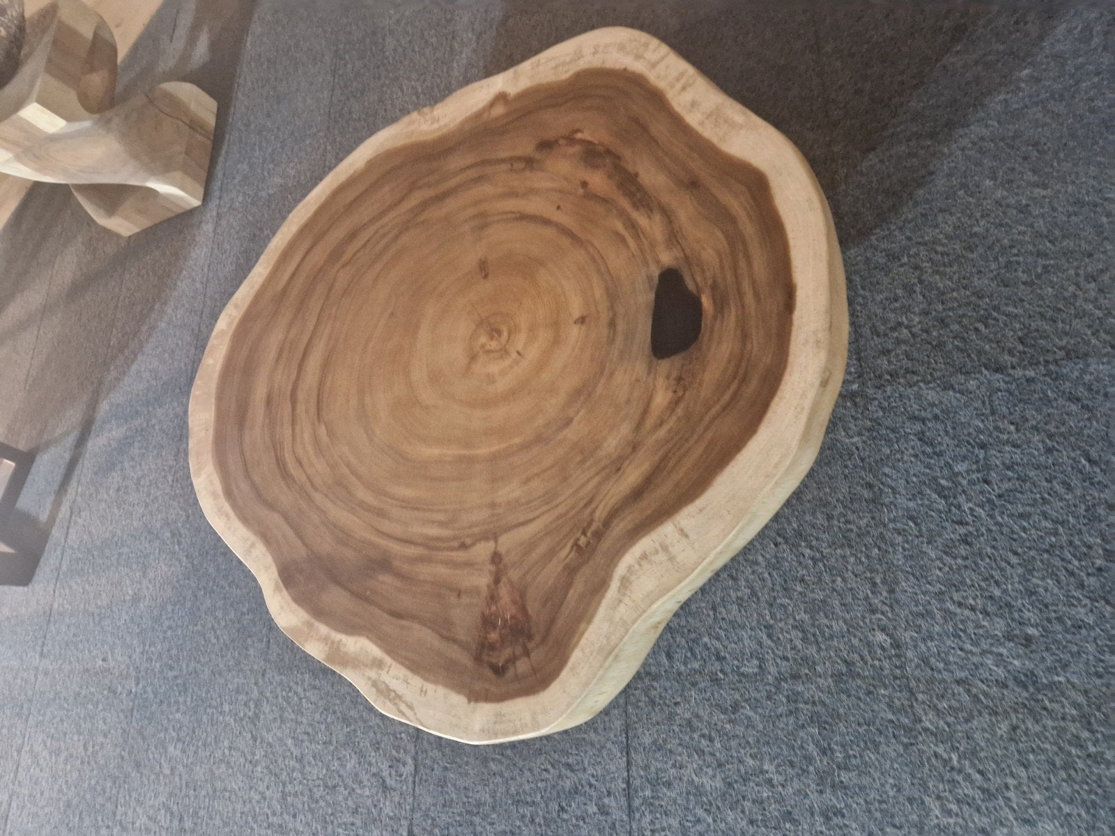 Salontafel van Suarhout boomstam blad 100x90 cm rond., Industrieel suar interieur, Industrieel modern, Rond, Nieuw
