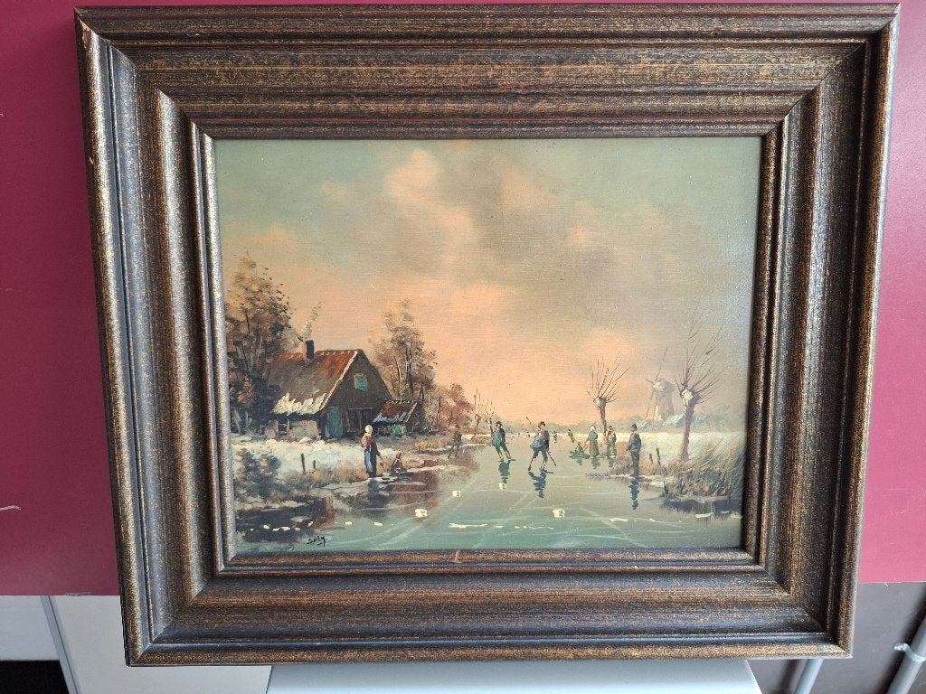 Winterlandschap aangeboden., Antiek en Kunst, Ophalen of Verzenden, Landschap
