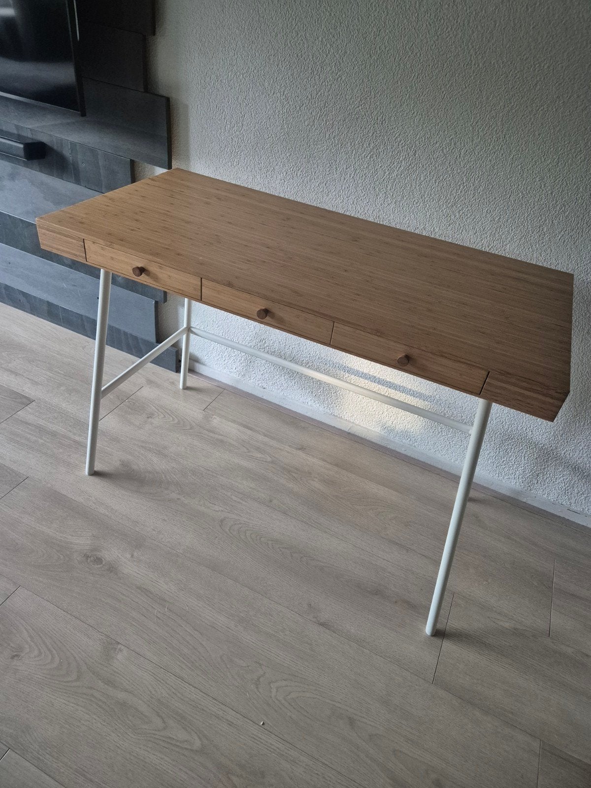 IKEA LILLÅSEN bamboe bureau met lades, Huis en Inrichting, Bureaus, Ophalen, Met lades, Hout, Bruin